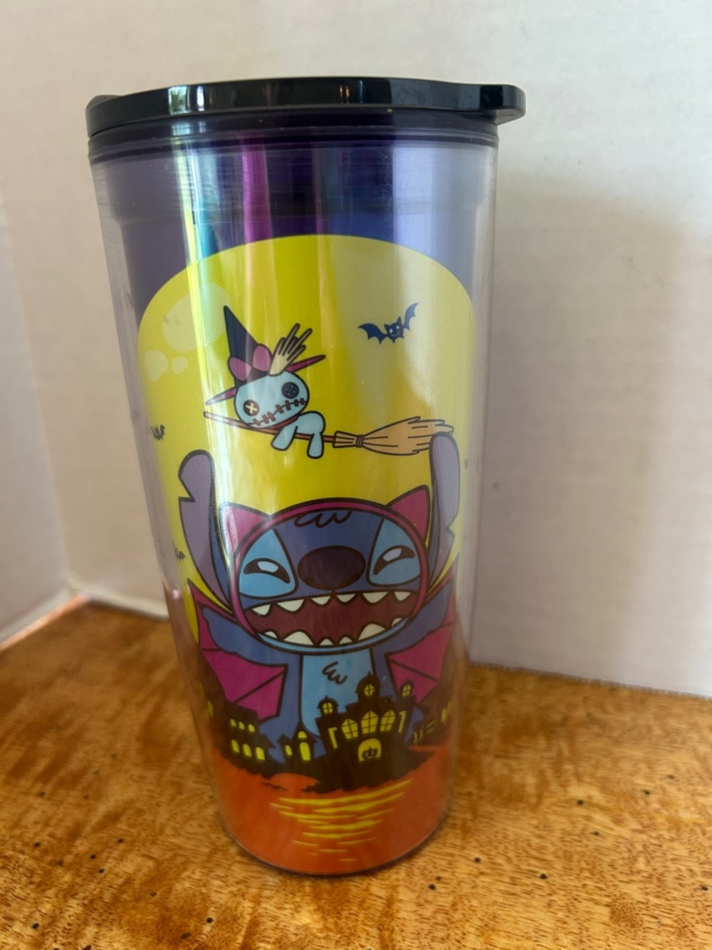 DISNEY Stitch Halloween Purple Plastic  Travel Tumbler